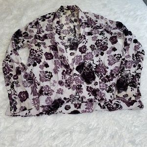 BCNU Nordstrom Lavender Floral Viscose Open Front Blazer Lightweight